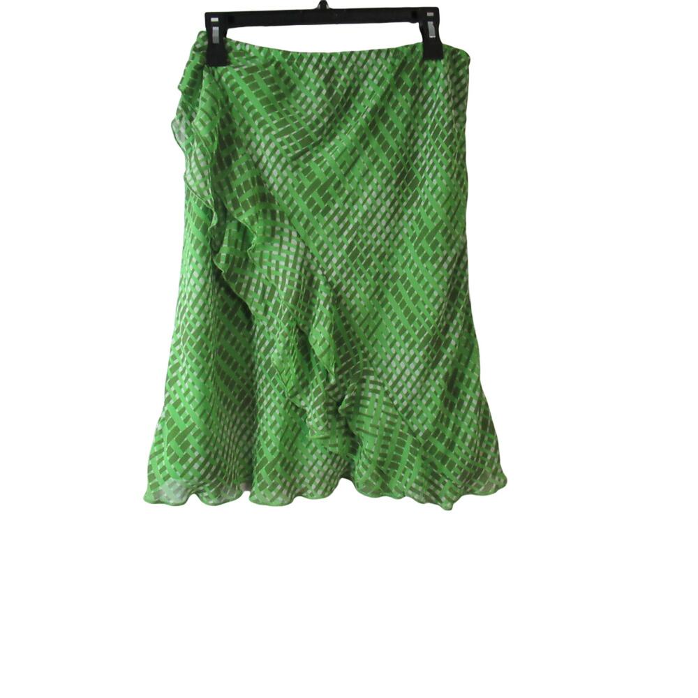 Worthington Green and White plaid ruffle skirt